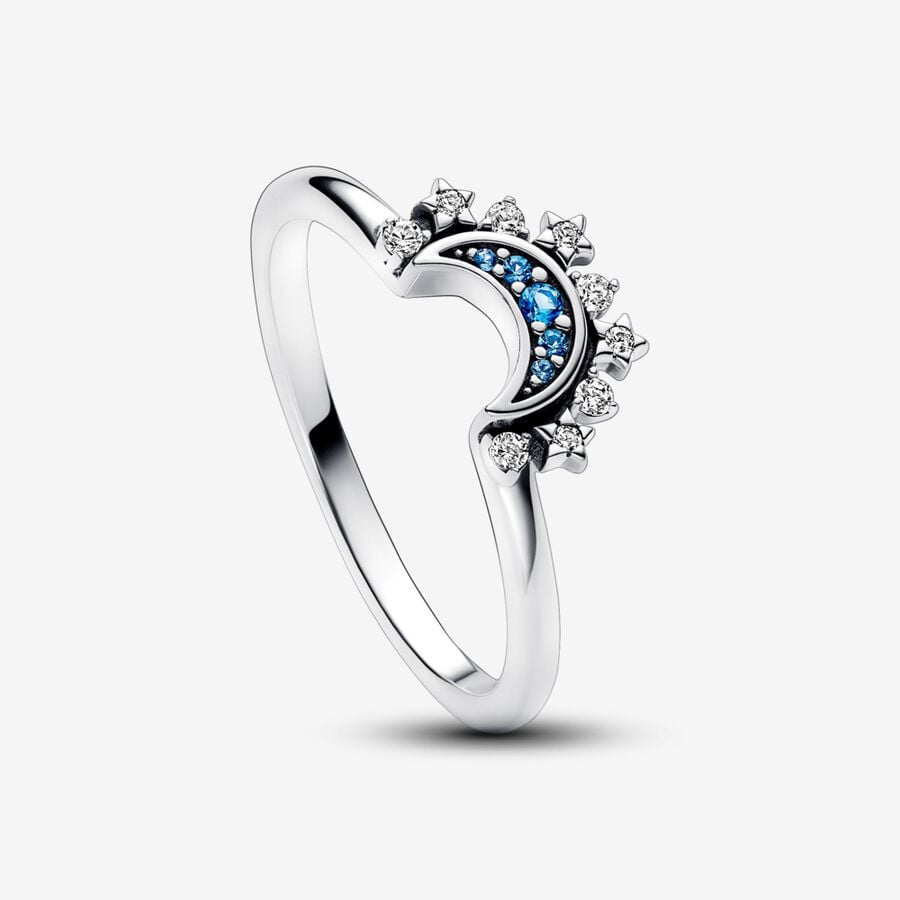 Celestial Sparkling Sun and Moon Ring Set