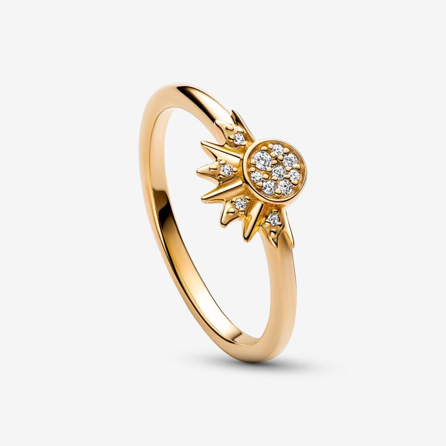 Celestial Sparkling Sun and Moon Ring Set